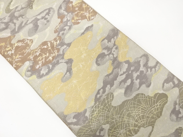 JAPANESE KIMONO / ANTIQUE FUKURO OBI / SILK / WOVEN GRASS